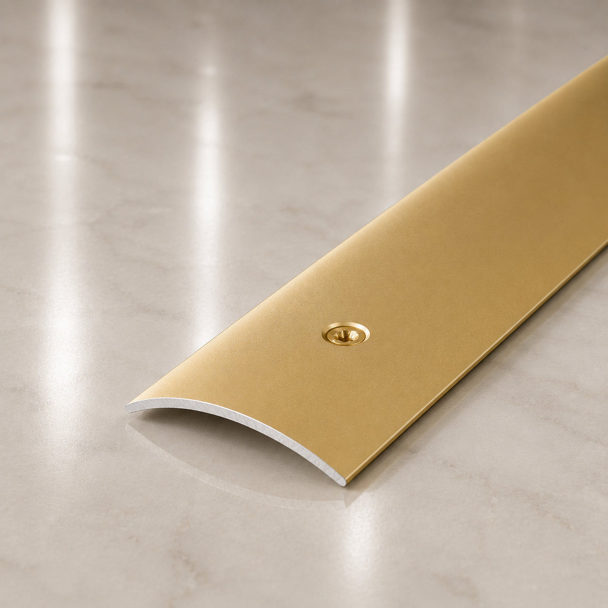 49mm Anodised Aluminium Door Threshold Strip – Floor Transition Trim with Screw Fix for Wood, Tile & Carpet In Gold Color